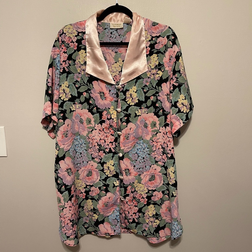 Victoria’s Secret Vintage Gold Label Floral Button Up Nightgown